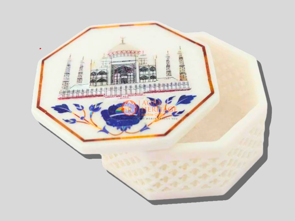 Marble Handicraft Taj Art Jewelry Box